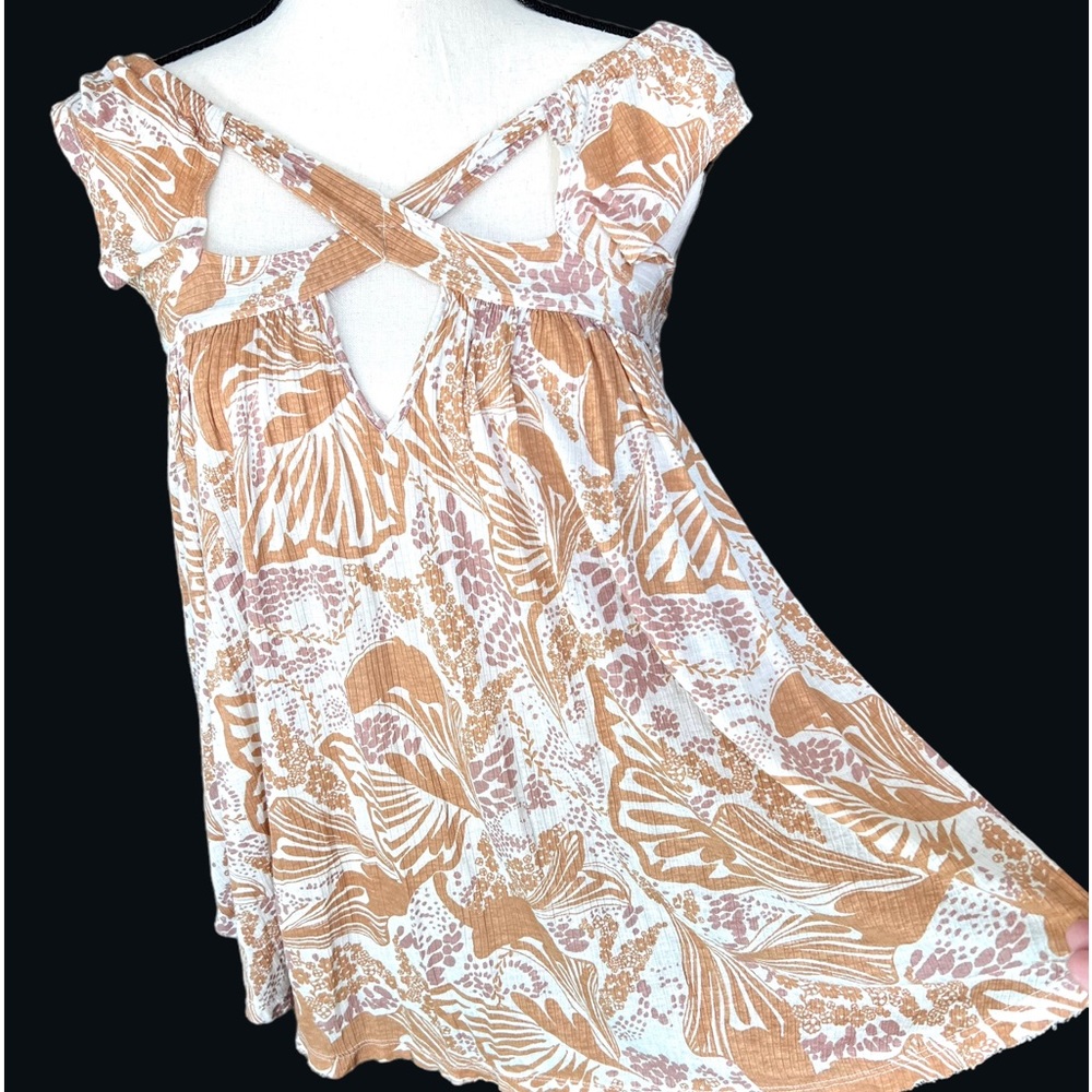 Free People Cap Sleeve Hi Low Strappy Top Size XS Beige & Cream Color - Picture 4 of 16